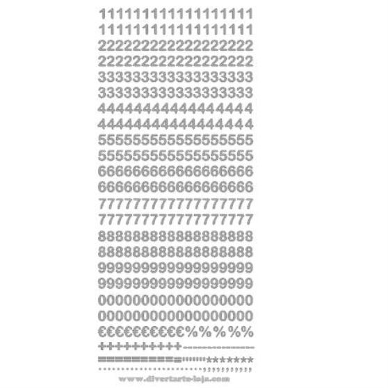 Numeros prateados autocolantes pequenos