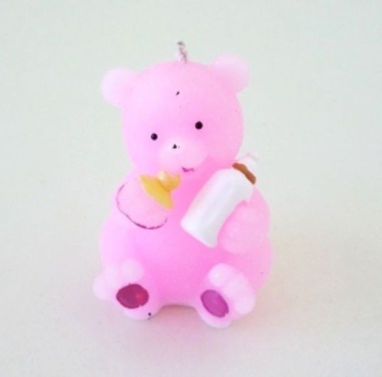 Vela Urso Rosa 6x8cm