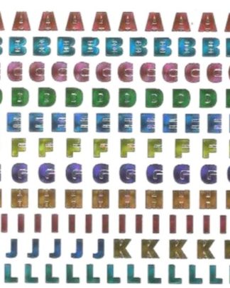 Letras Maiusculas pequenas autocolantes coloridas com reflexos