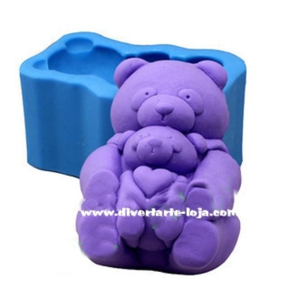 Ursinha com filhote molde silicone