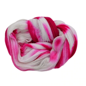 Meia de Seda Mesclada Fuscia e Branco M14