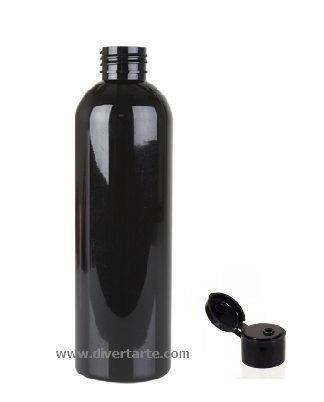 Frasco PET 125ml preto tampa flip-top