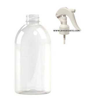 Frasco 500 ml transparente com tampa vaporizadora pistola