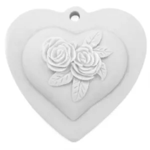 Molde Silicone Coração com 2 Rosas