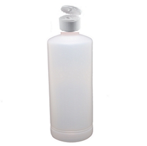 Frasco Plastico Redondo Natural 500 ml com tampa de rosca branca